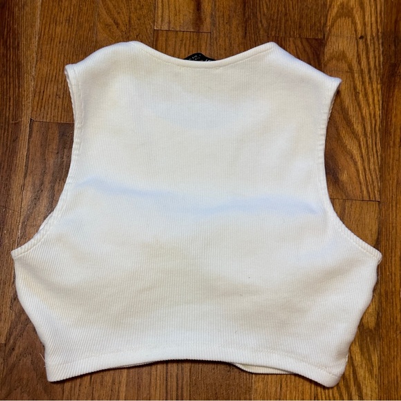 Zara Cream flower ruffle crop top XS-SM - Picture 5 of 5